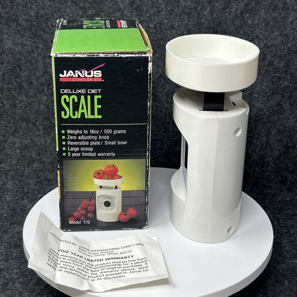 Vintage Deluxe Diet Food Scale White Mechanical Kitchen Tool by Janus w/ Box - Picture 11 of 15